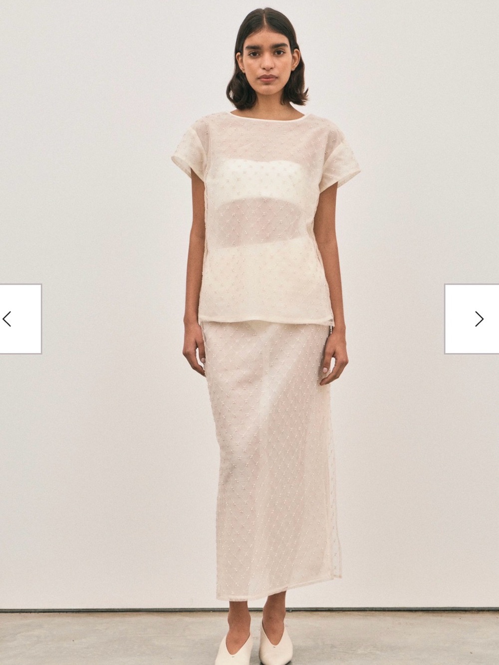Sheer Light Cream Maxi Skirt and top — Elegant Everyday